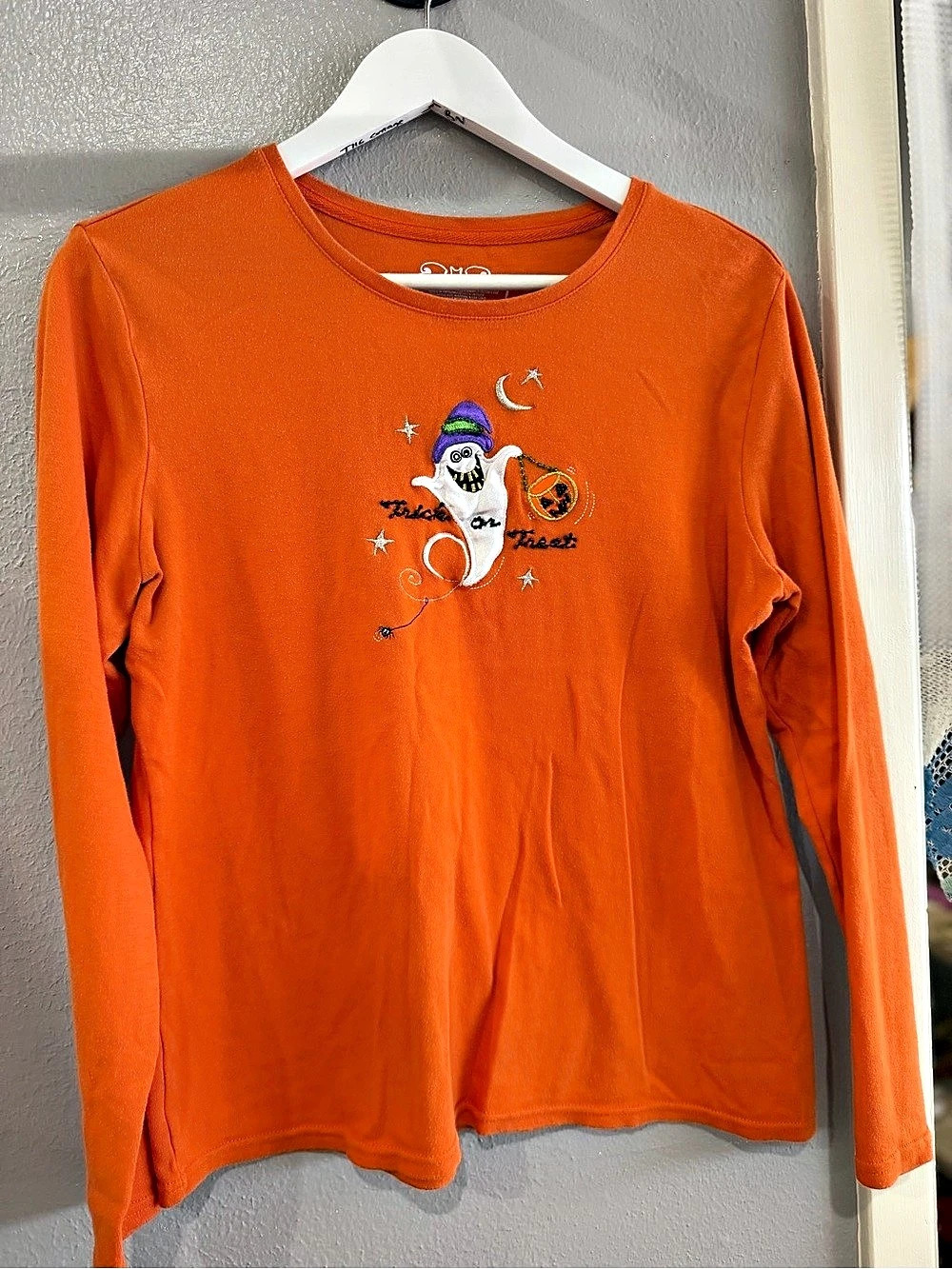 Orange Long Sleeve Embroidered long sleeve Tee Like New